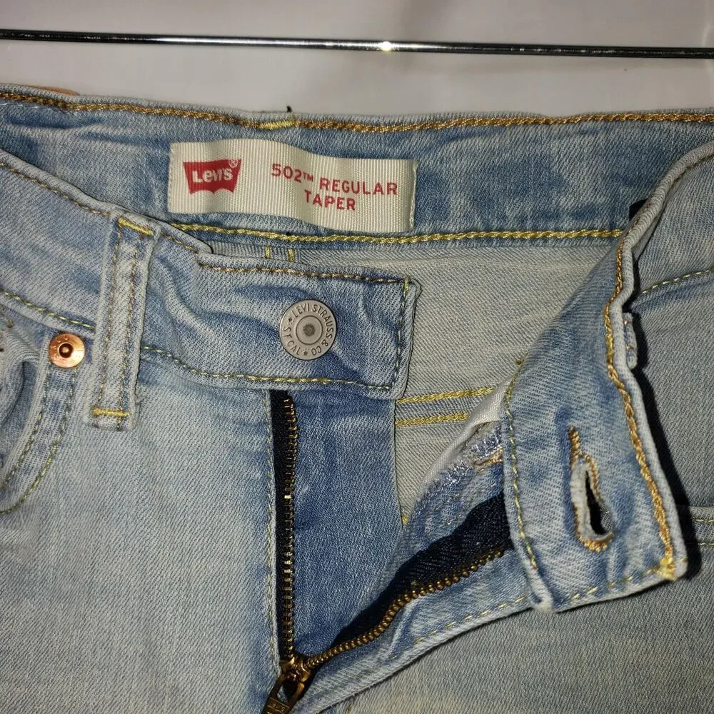 Levis 502 Jeans Girls 10 Regular 25x25 Light Blue Denim Regular Taper Stretch